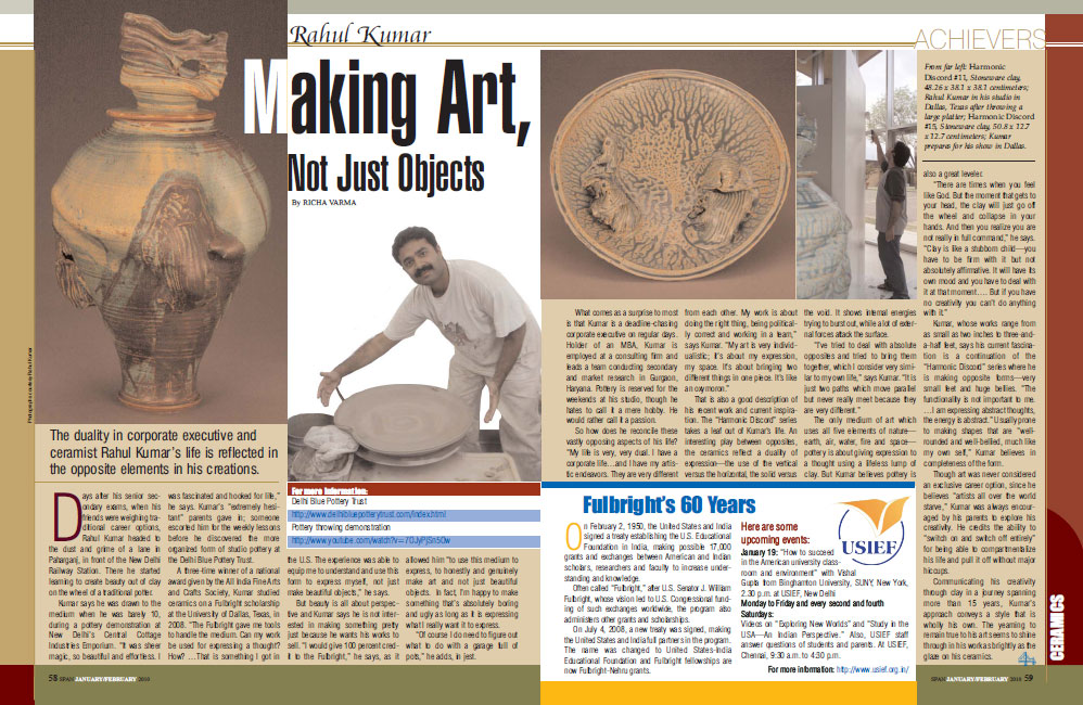 Abstract art on ceramics - Making art, not just objects, SPAN, Pg. 58-59 January-February 2010