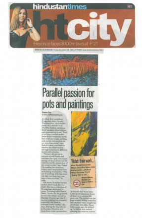 Preview of “Parallel Intersection” - Getting artistic with clay and canvas, The Hindustan Times, Pg. 15, December 9, 2011